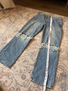 Topshop Dad Jeans Light Wash Distressed Size 26